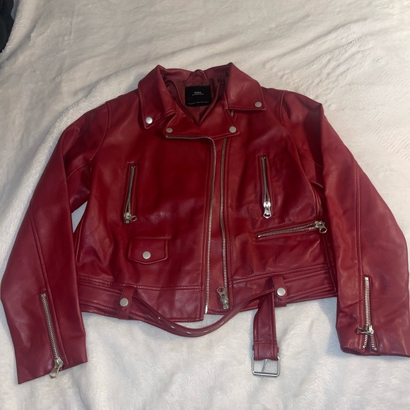 Zara TRF FAUX LEATHER MOTORCYCLE JACKET - Picture 2 of 5